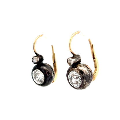 1.51 Antique Old Mine Cut Diamond Drop Earrings 14k/Sterling