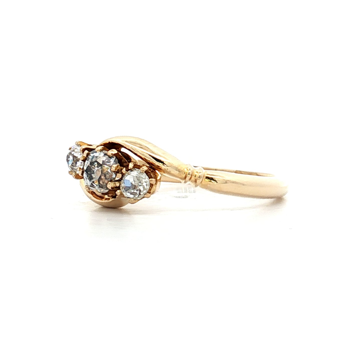 .20 Victorian Diamond Three Stone Ring 18k Yellow Gold