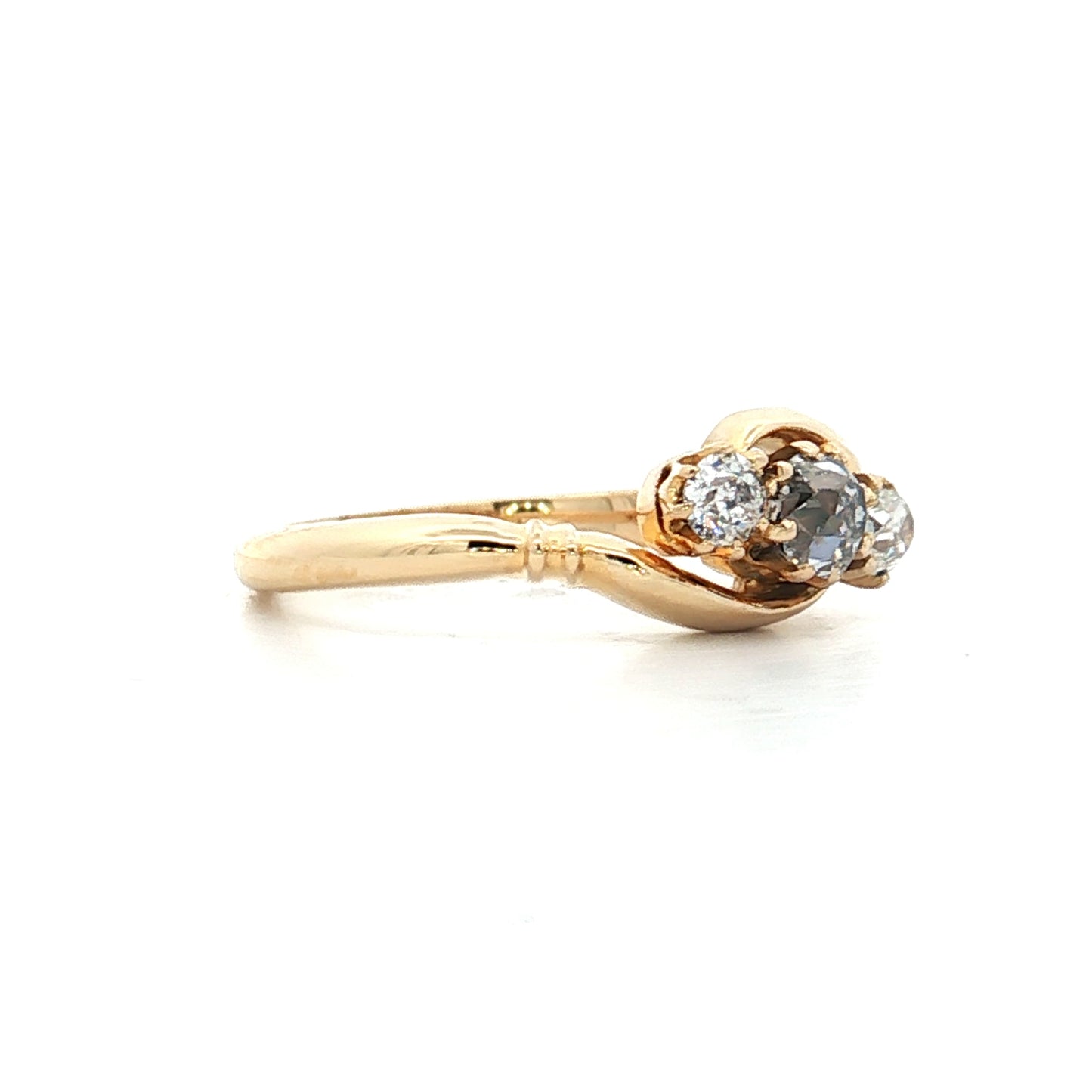 .20 Victorian Diamond Three Stone Ring 18k Yellow Gold