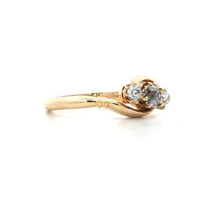 .20 Victorian Diamond Three Stone Ring 18k Yellow Gold