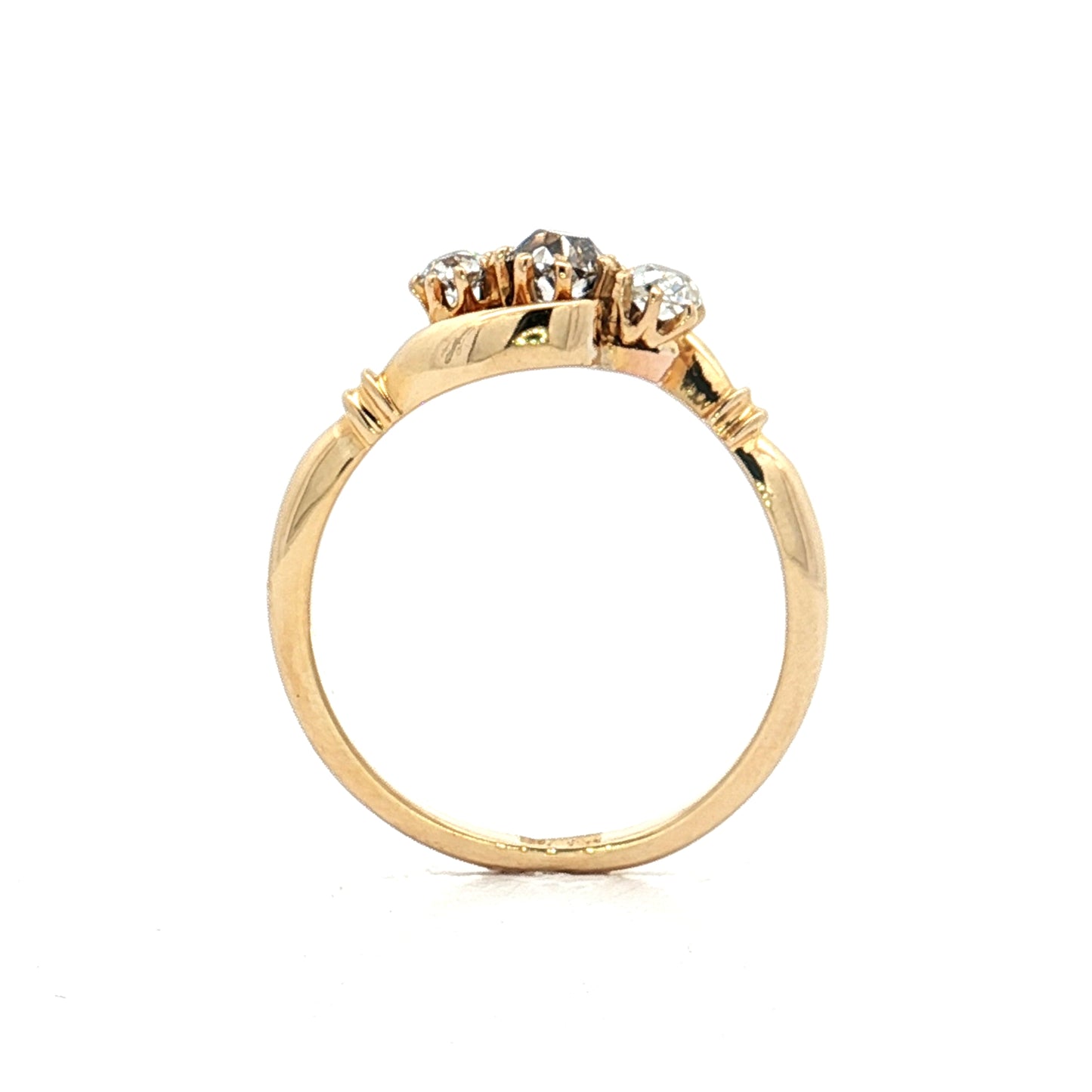 .20 Victorian Diamond Three Stone Ring 18k Yellow Gold