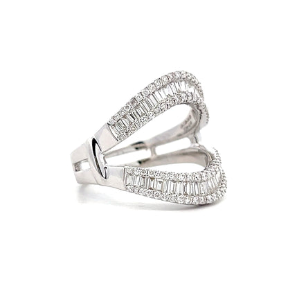 .98 Baguette Cut Diamond Eternity Cocktail Ring 14k