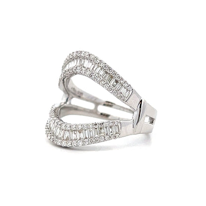.98 Baguette Cut Diamond Eternity Cocktail Ring 14k