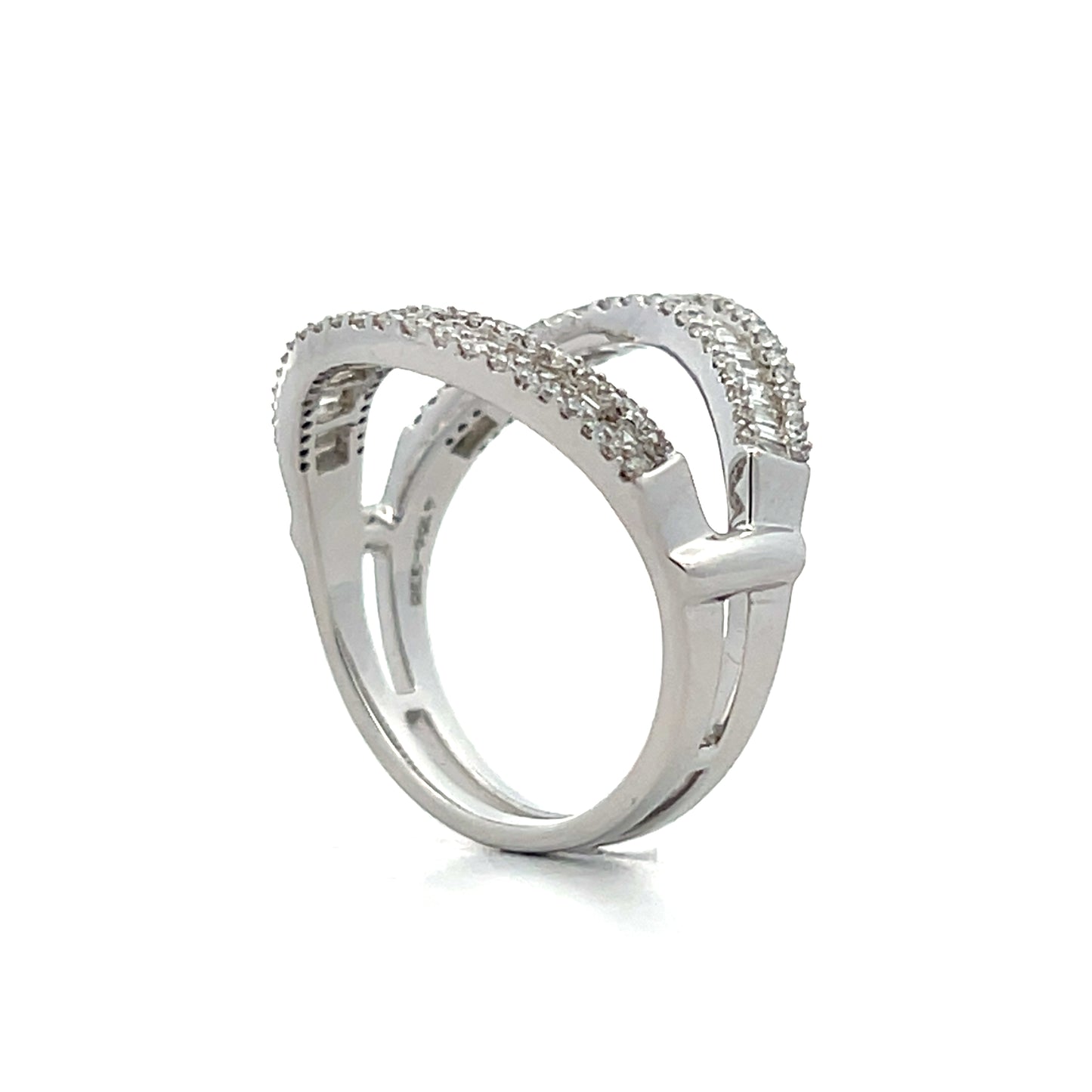 .98 Baguette Cut Diamond Eternity Cocktail Ring 14k
