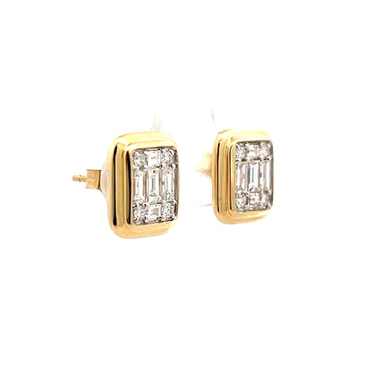 .99 Baguette & Round Diamond Stud Earrings in 14k