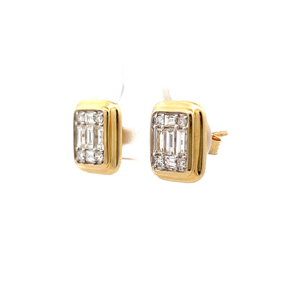 .99 Baguette & Round Diamond Stud Earrings in 14k