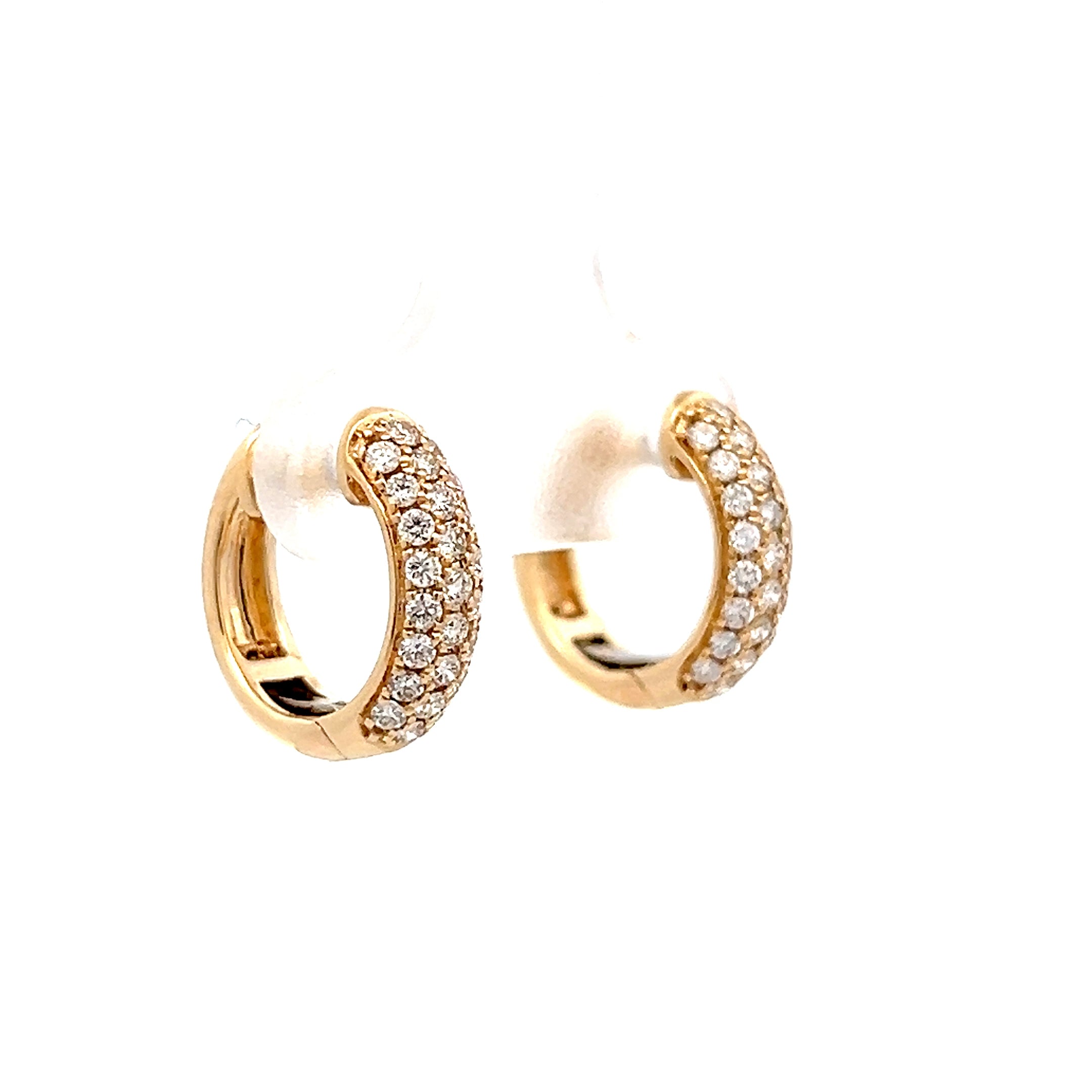 52 Pave Diamond Huggie Hoops 14k Yellow Gold – Filigree Jewelers