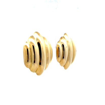 Puffy Hexagon Stud Earrings in 14k Yellow Gold