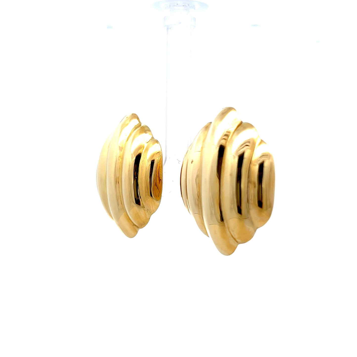 Puffy Hexagon Stud Earrings in 14k Yellow Gold