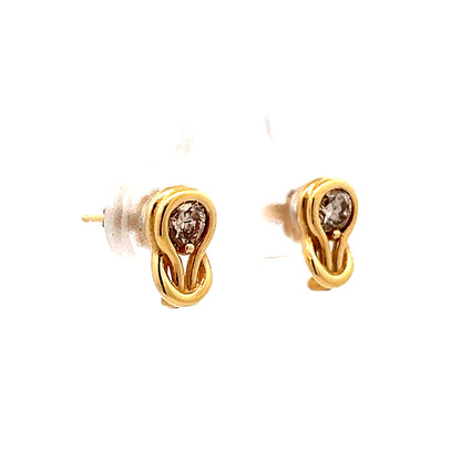 .41 Knot Style Diamond Stud Earrings 14k Yellow Gold