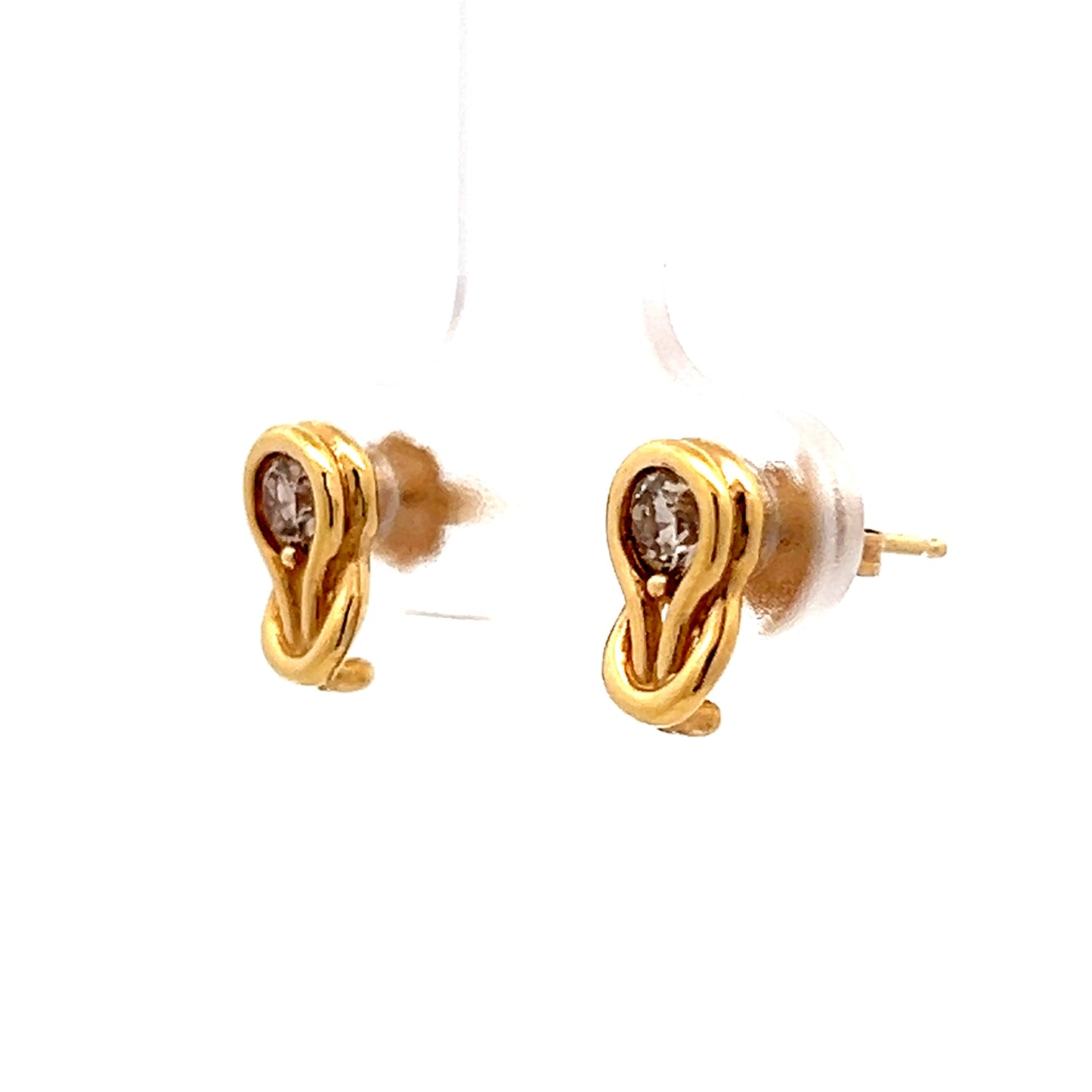 .41 Knot Style Diamond Stud Earrings 14k Yellow Gold