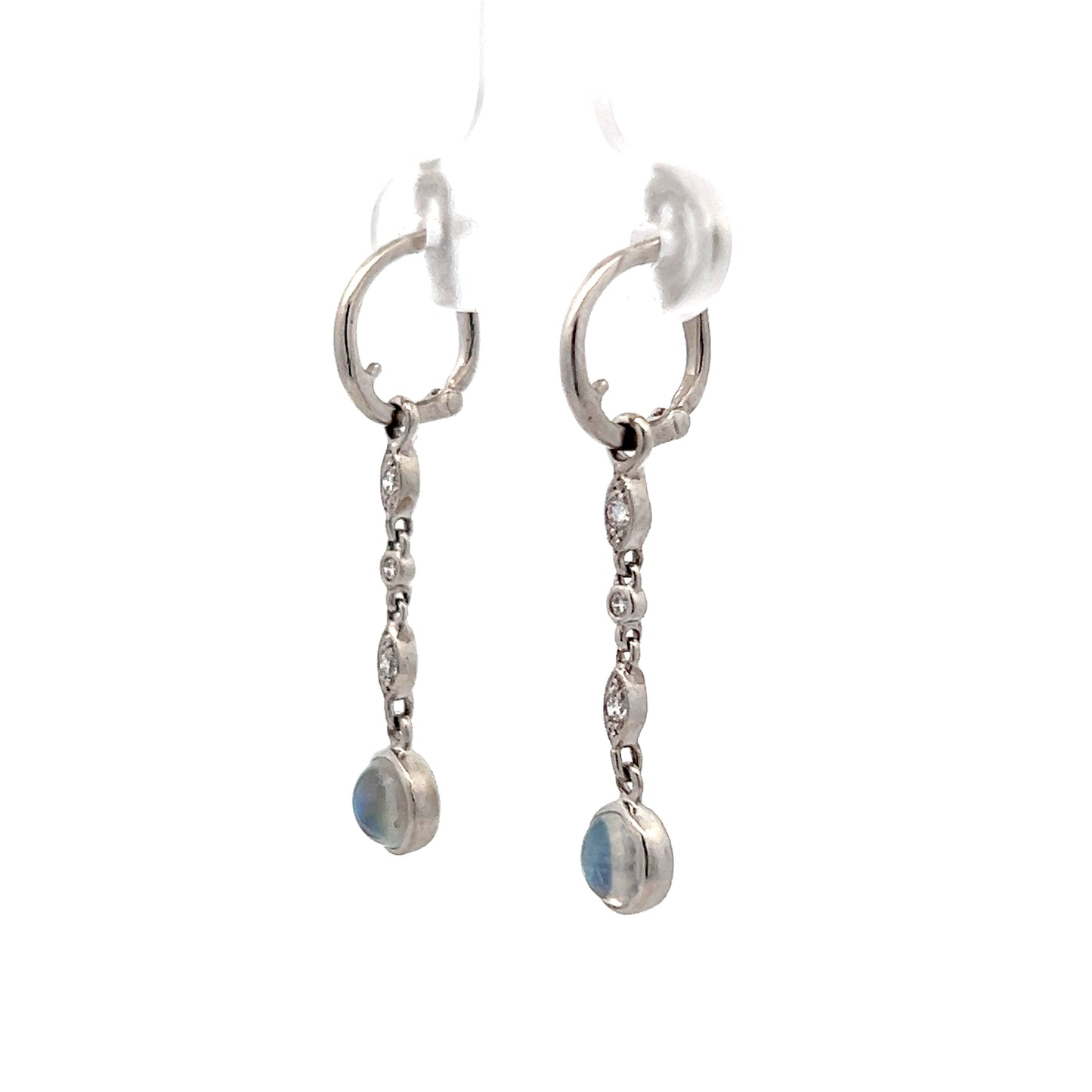 1.37 Wendy Walker Moonstone Drop Earrings in Platinum