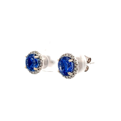 2.88 Blue Sapphire & Diamond Stud Earrings in 14k