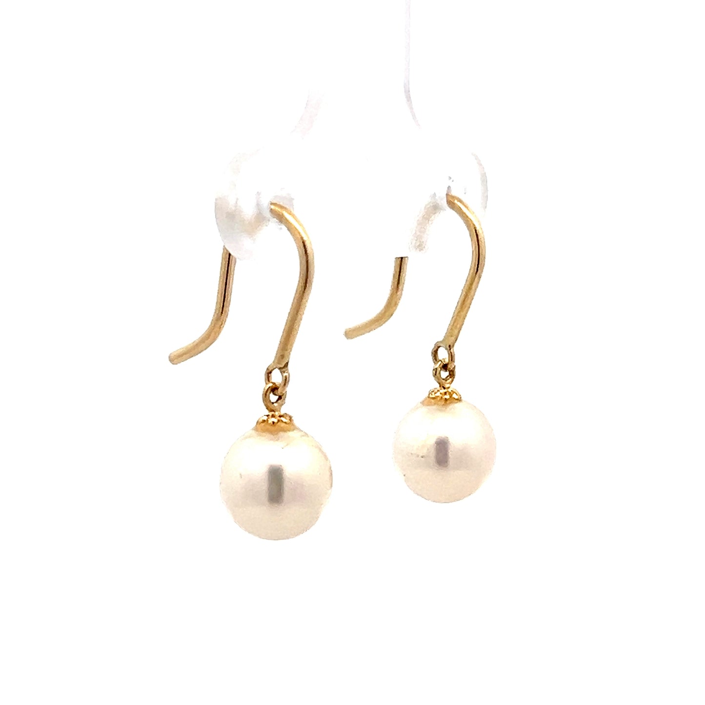 Pearl Drop Earrings in 14k Yellow Gold