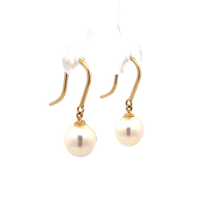 Pearl Drop Earrings in 14k Yellow Gold