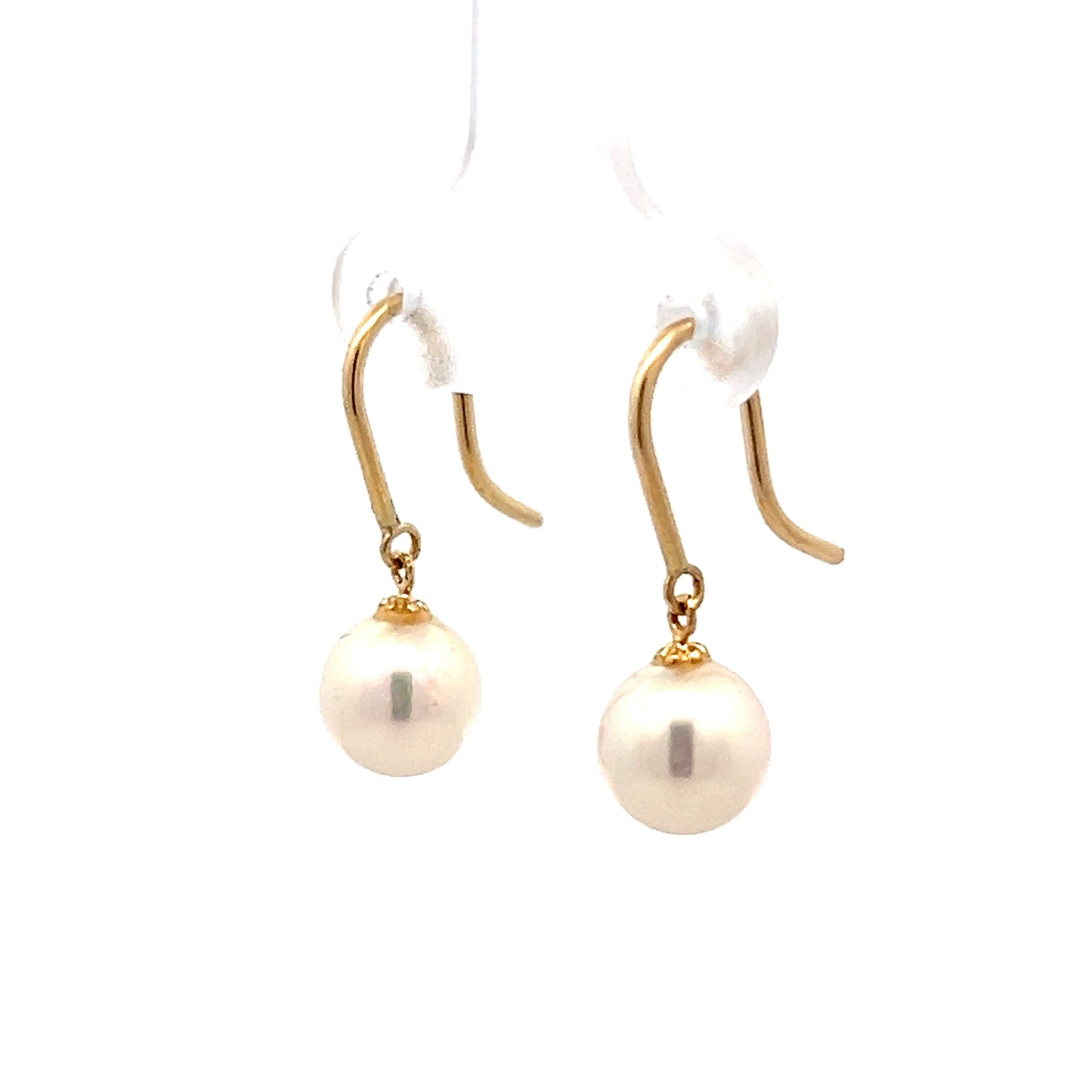 Pearl Drop Earrings in 14k Yellow Gold