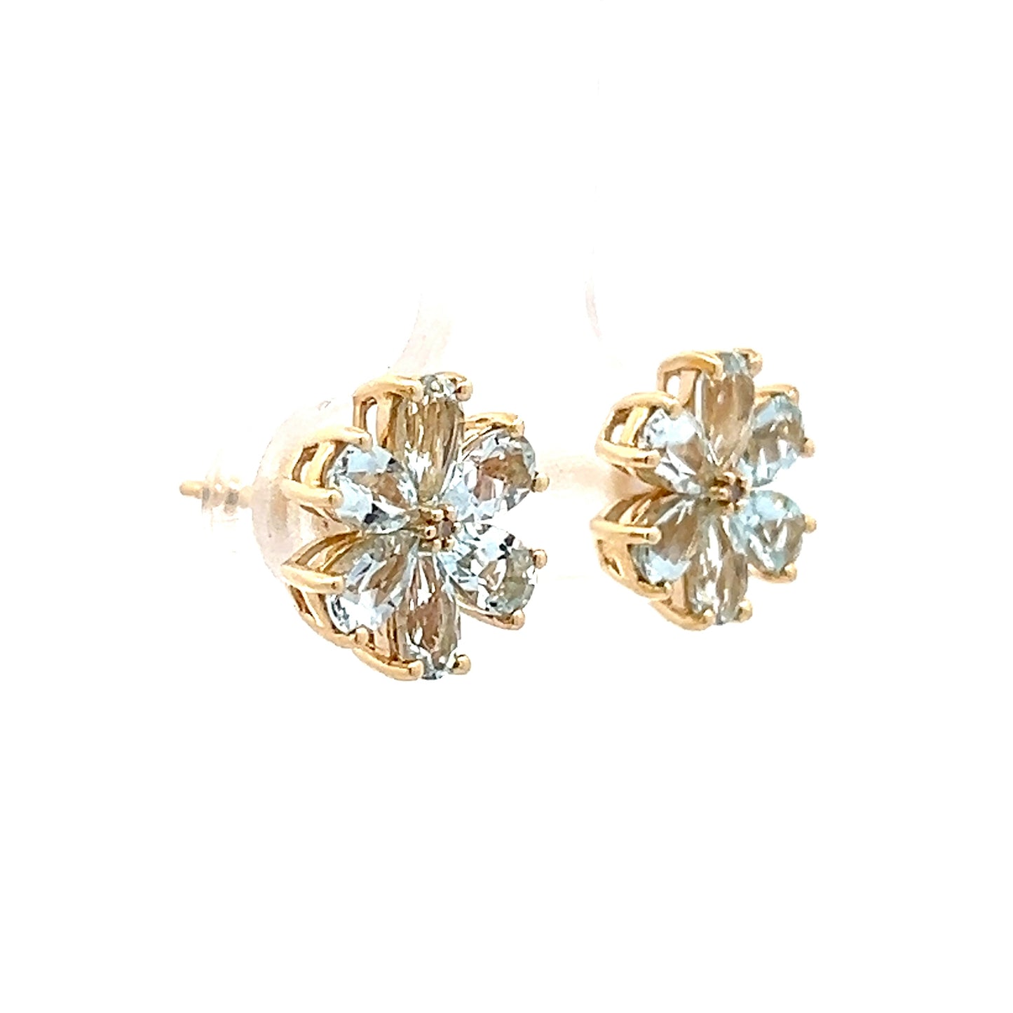 2.40 Floral Aquamarine Stud Earrings in 14k