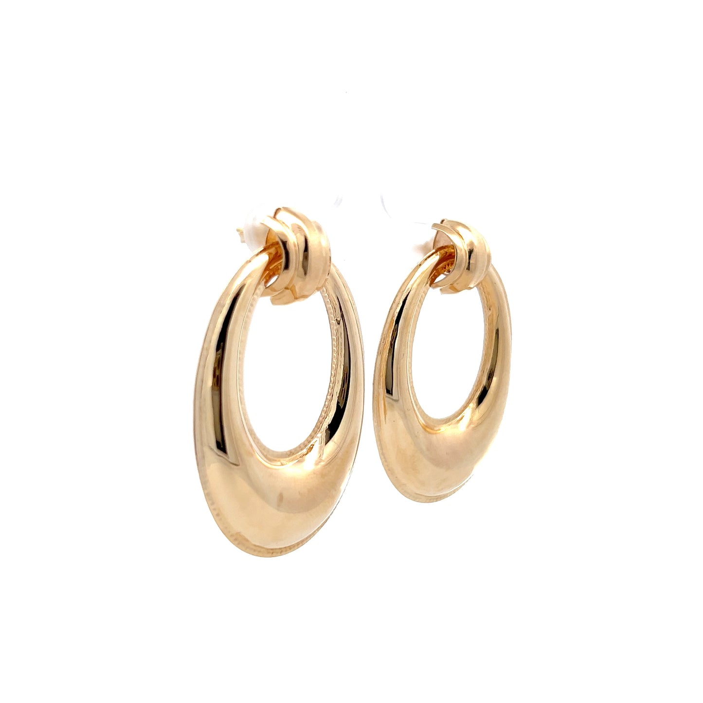 Door Knocker Puffy Oval Earrings in 14k