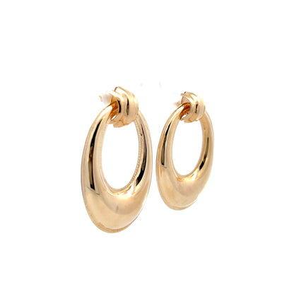 Door Knocker Puffy Oval Earrings in 14k