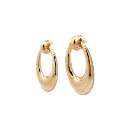 Door Knocker Puffy Oval Earrings in 14k