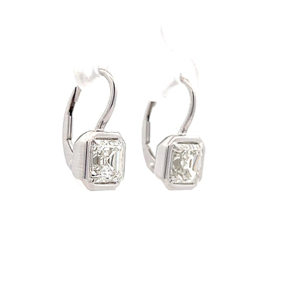 1.51 Asscher Diamond Drop Earrings in 18k