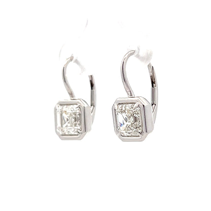 1.51 Asscher Diamond Drop Earrings in 18k