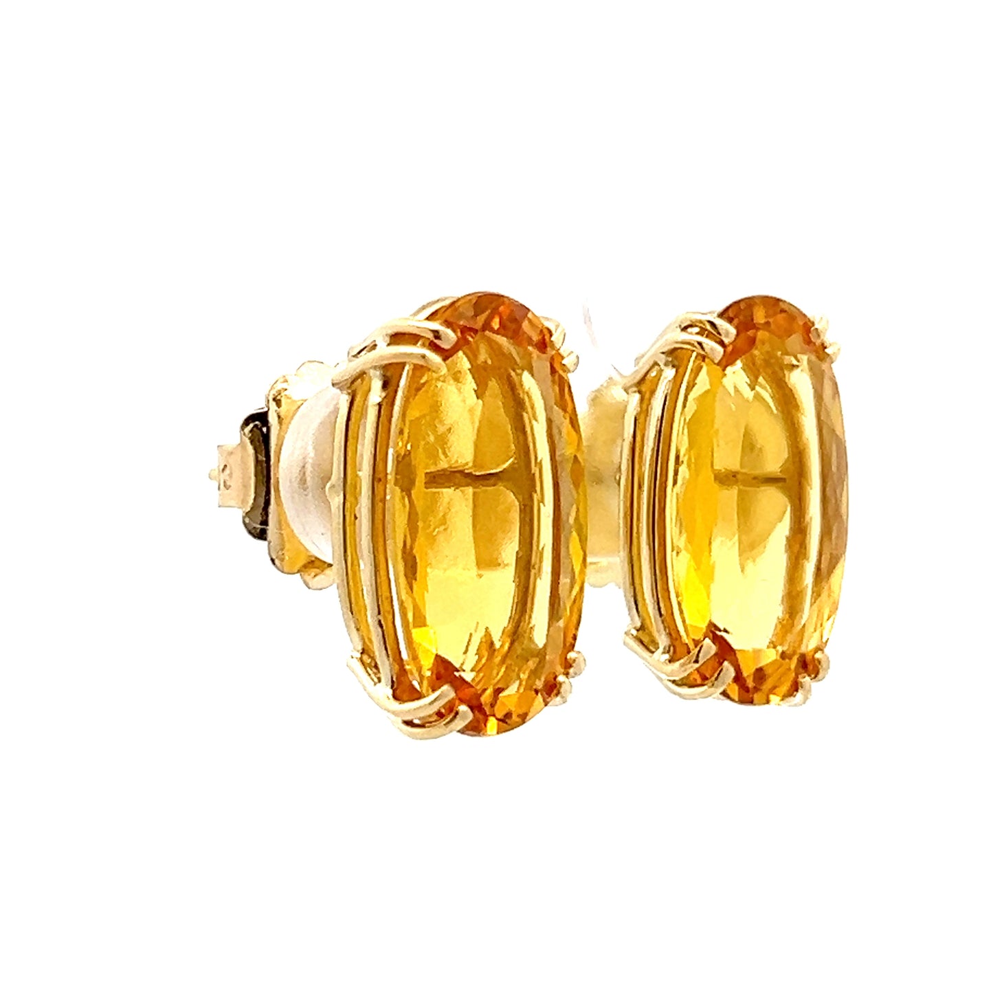 11.22 Oval Citrine Large Stud Earrings in 14k