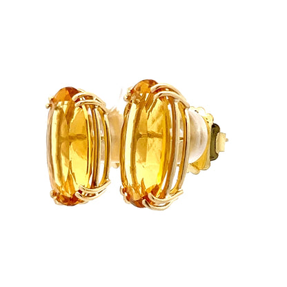 11.22 Oval Citrine Large Stud Earrings in 14k