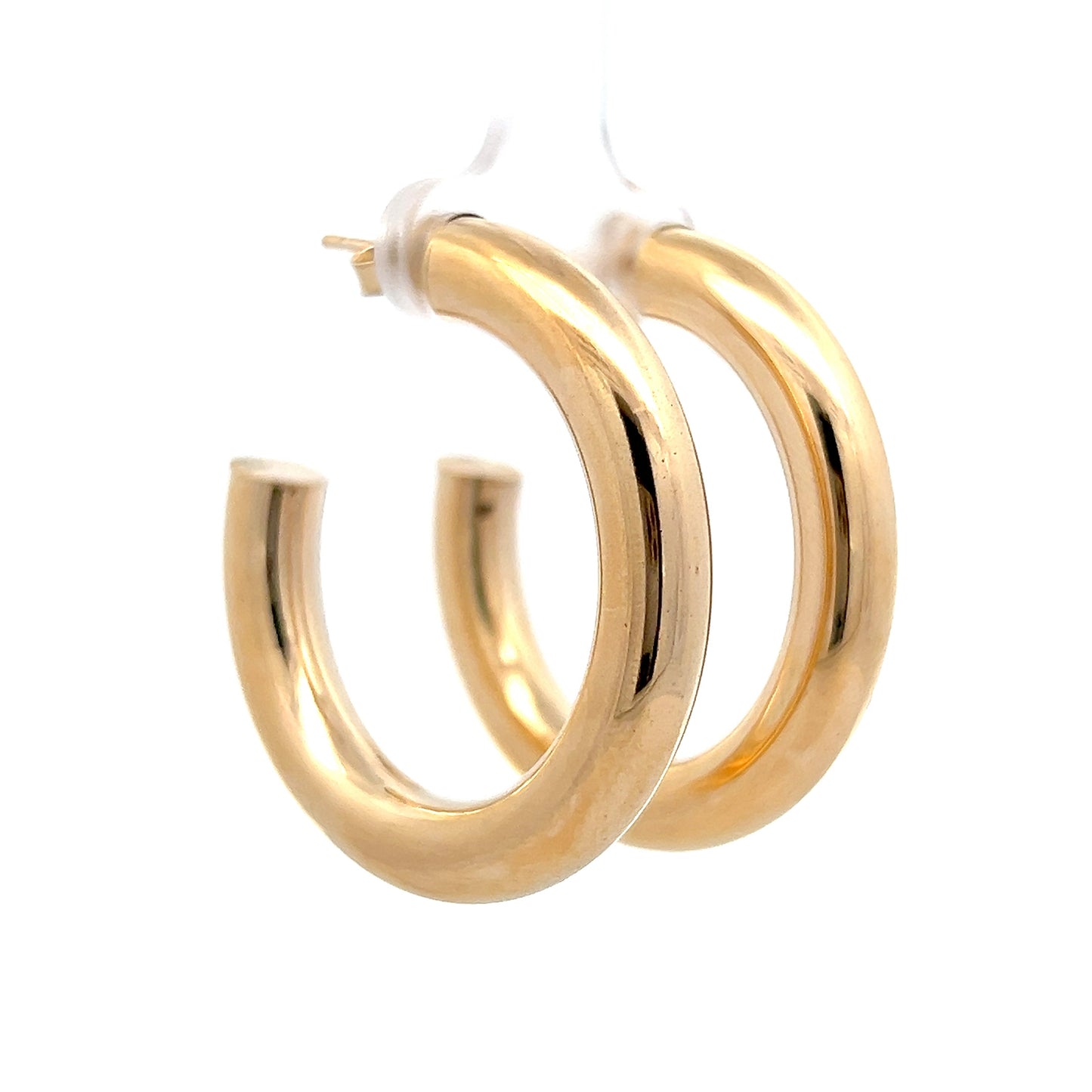Large Hollow Hoop Earrings in 14k Yellow Gold