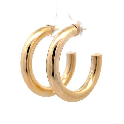 Large Hollow Hoop Earrings in 14k Yellow Gold