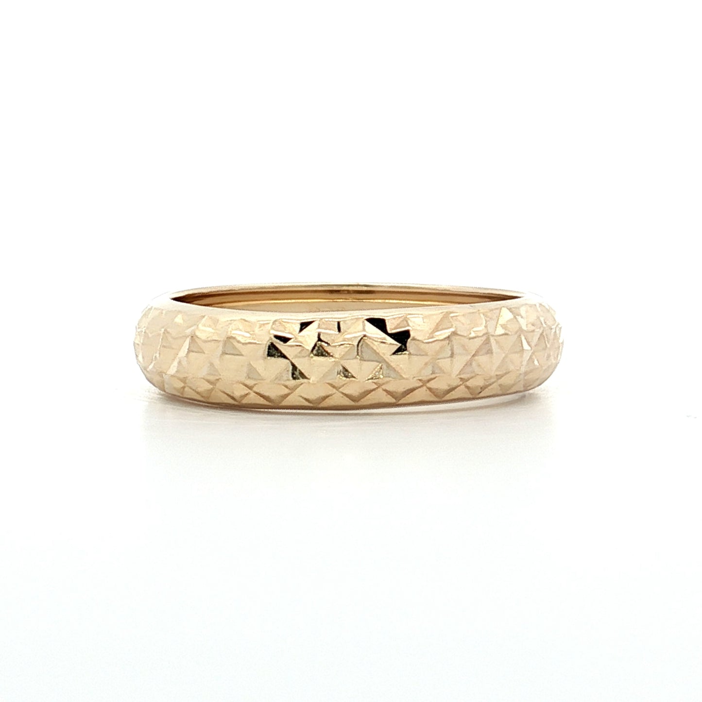 Geometric Textured Wedding Band in 14k Yellow Gold
