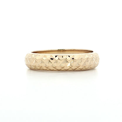 Geometric Textured Wedding Band in 14k Yellow Gold