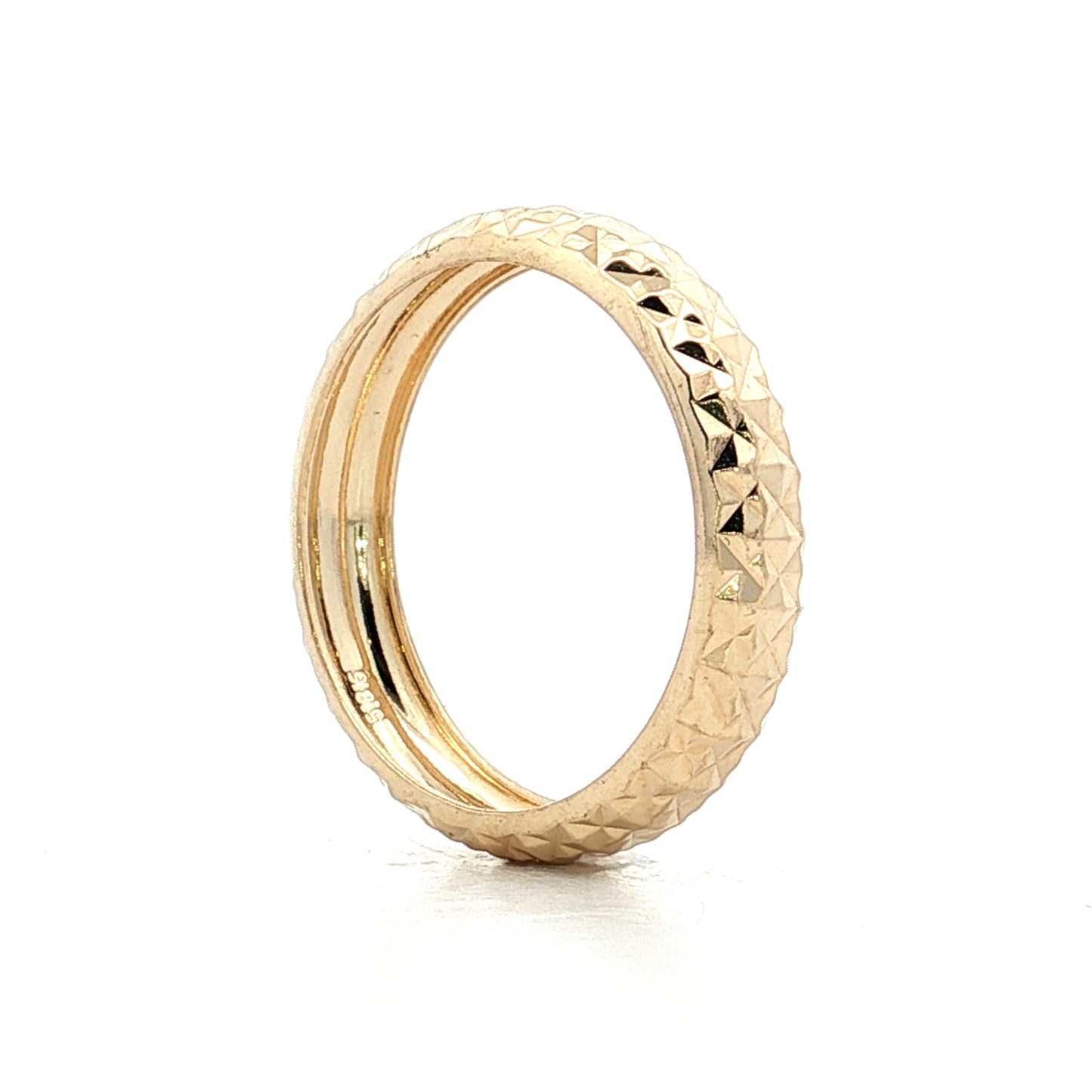 Geometric Textured Wedding Band in 14k Yellow Gold