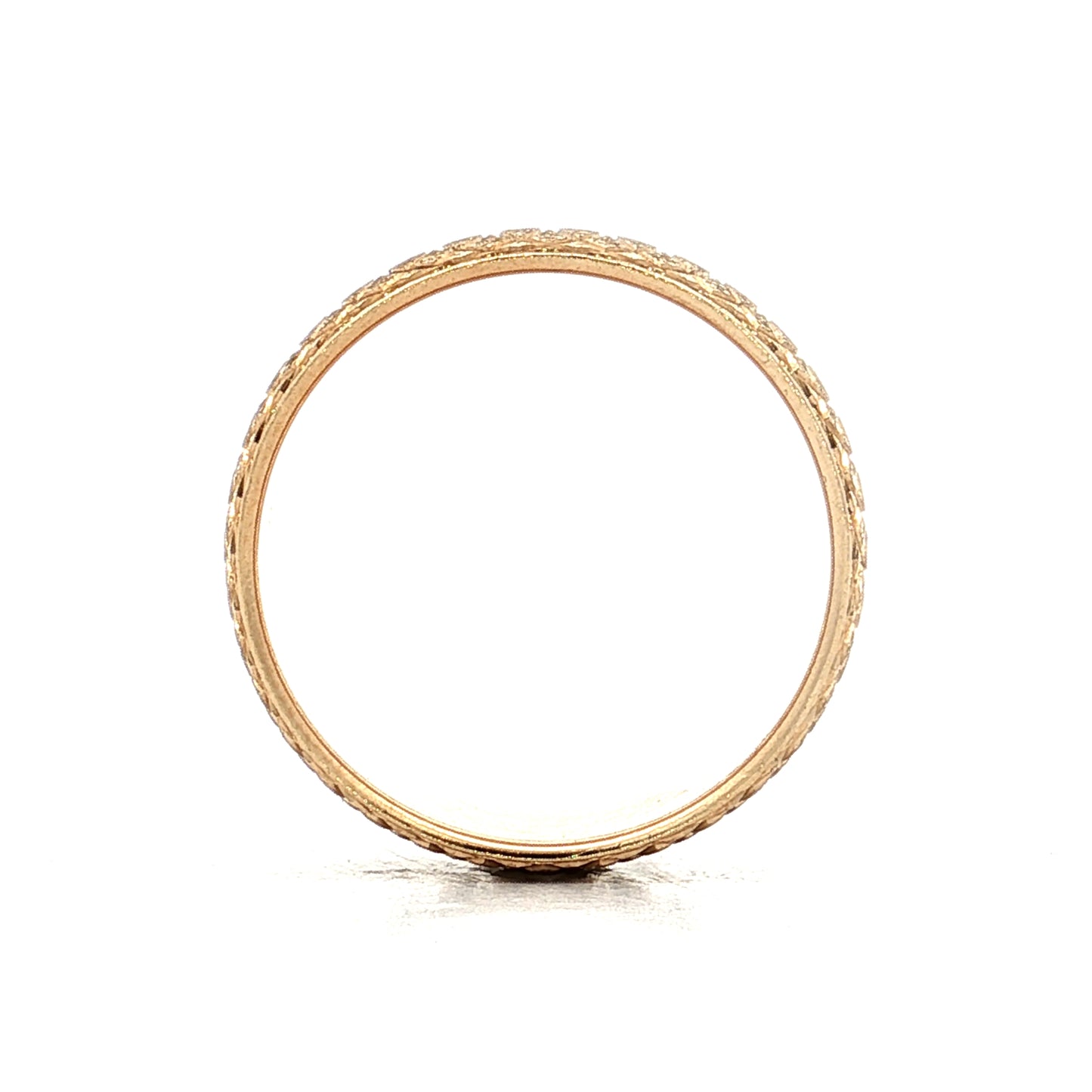 Mens Vintage Geometric Engraved Wedding Band 14k