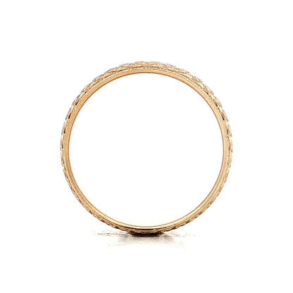 Mens Vintage Geometric Engraved Wedding Band 14k