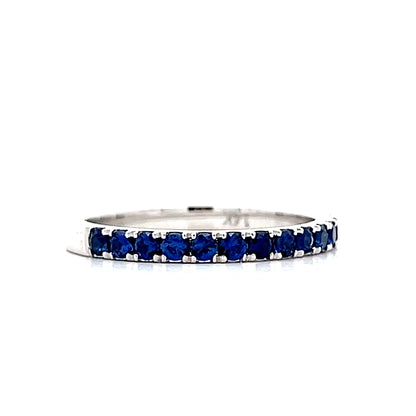 .80 French Cut Sapphire Wedding Band in 14k