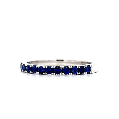 .80 French Cut Sapphire Wedding Band in 14k