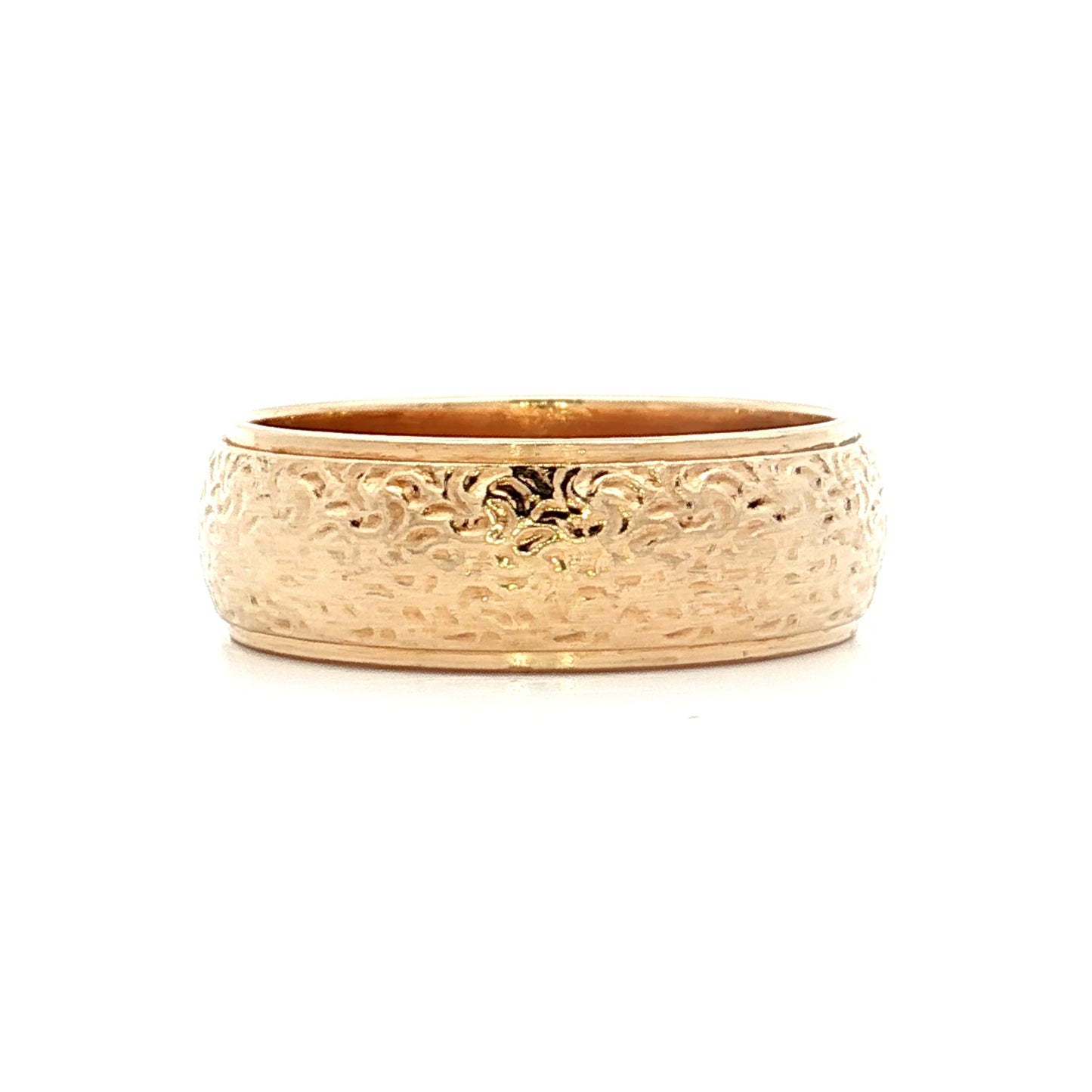 Mens Hammered Texture Wedding Band in 14k