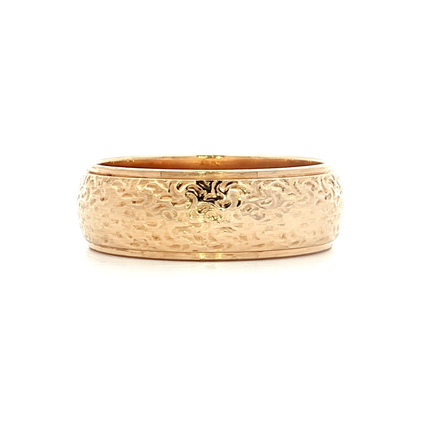 Mens Hammered Texture Wedding Band in 14k