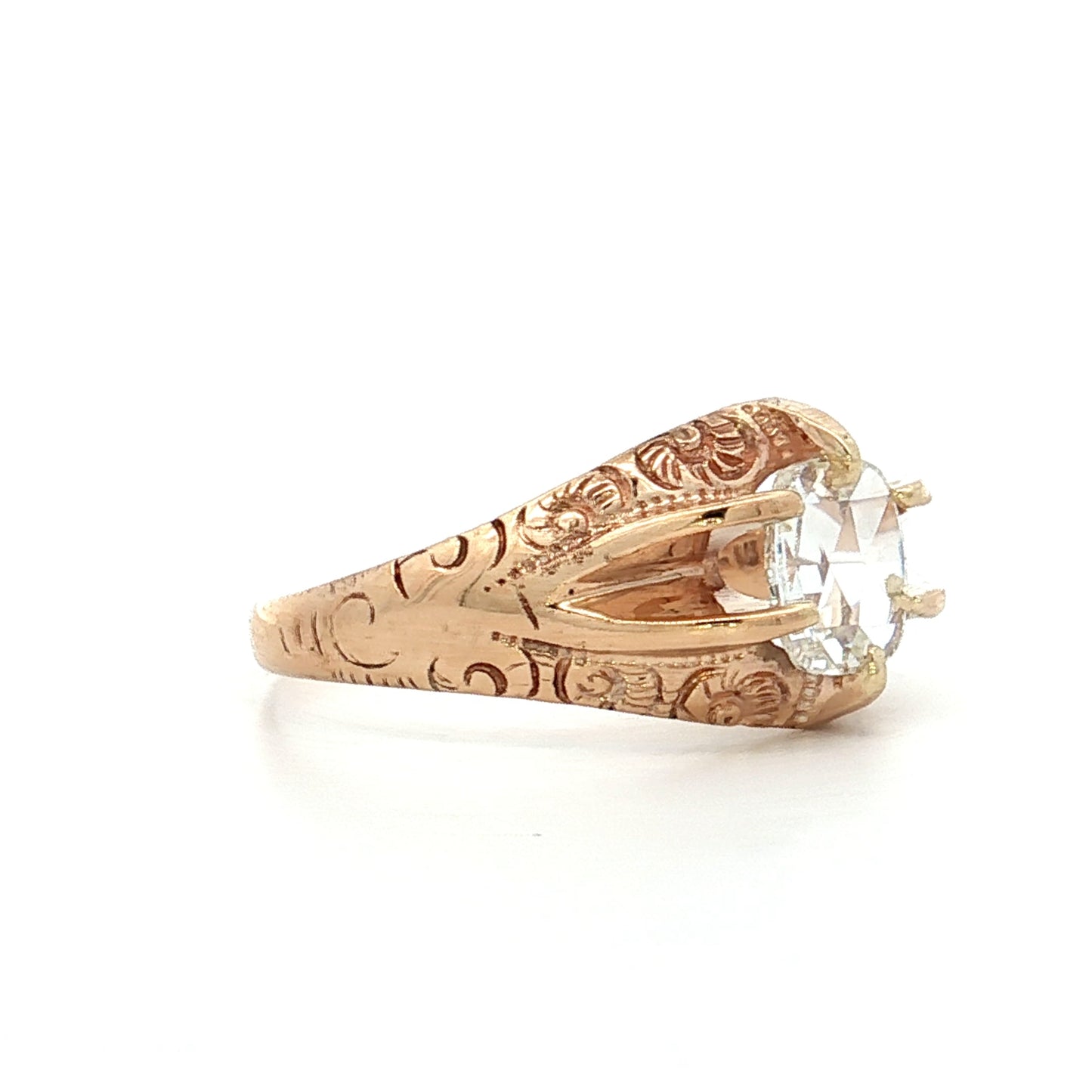 .46 Vintage Oval Rose Diamond Engagement Ring 10k