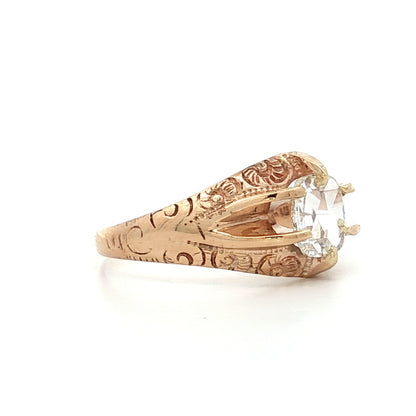 .46 Vintage Oval Rose Diamond Engagement Ring 10k