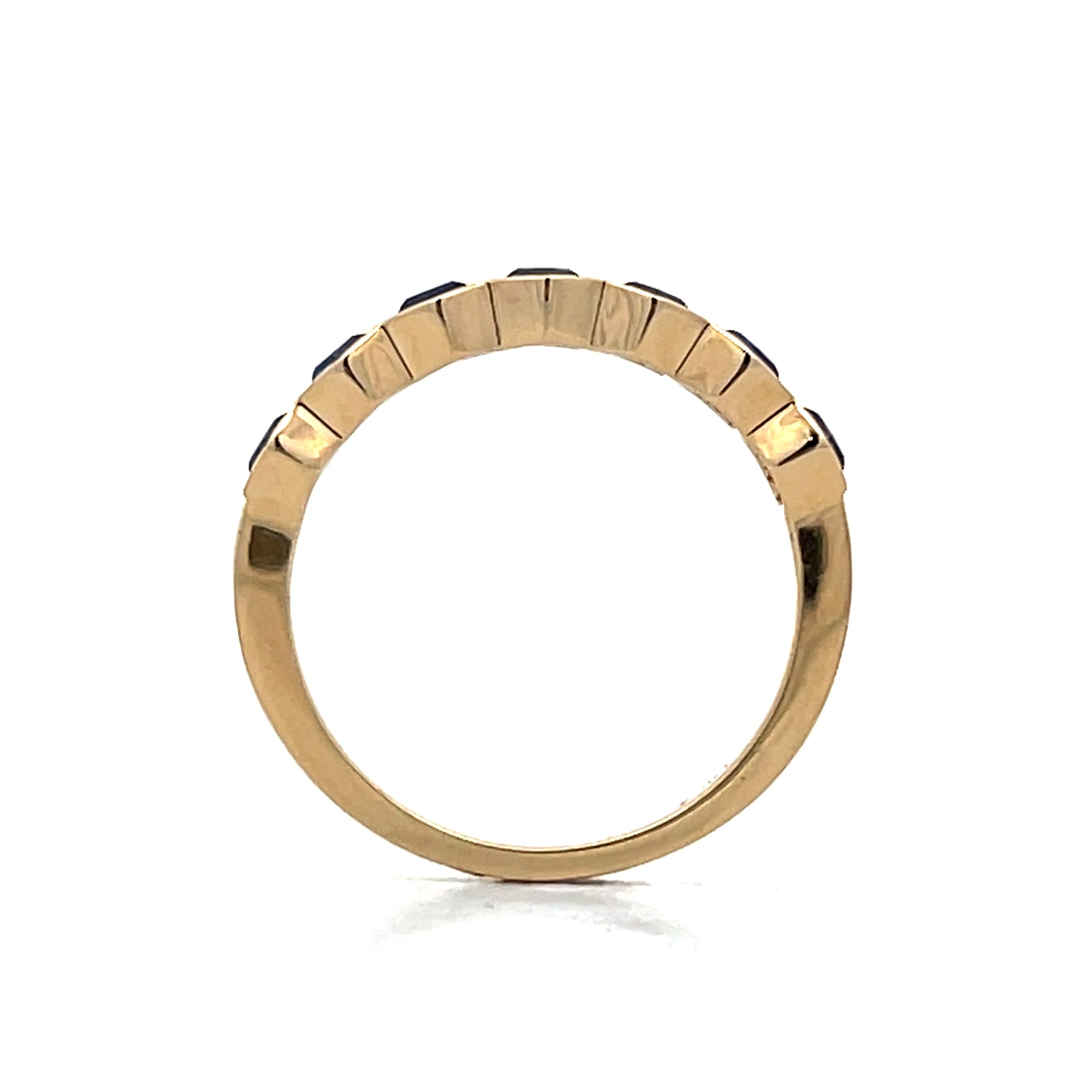 1.23 Hexagon Blue Sapphire Band in 14k Yellow Gold