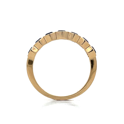 1.23 Hexagon Blue Sapphire Band in 14k Yellow Gold