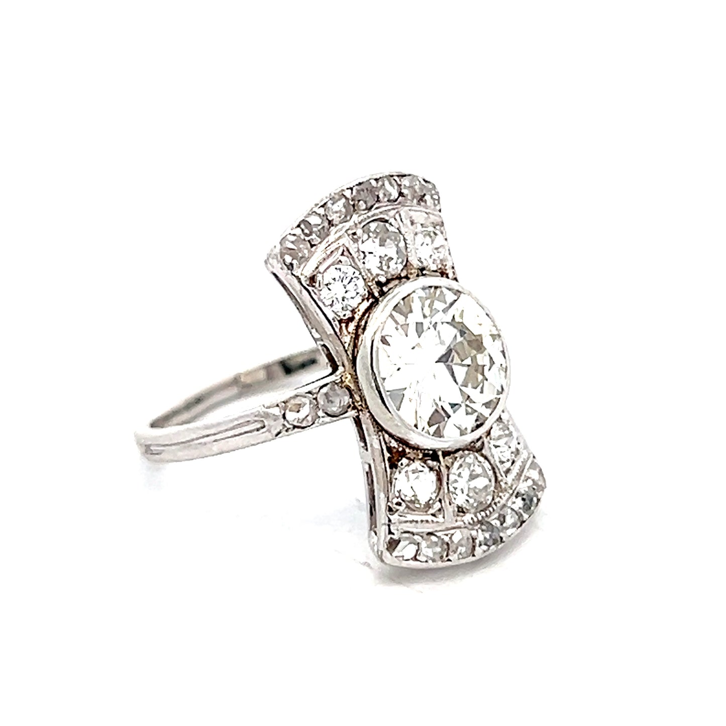 2.13 Antique Art Deco Diamond Cocktail Ring in 14k