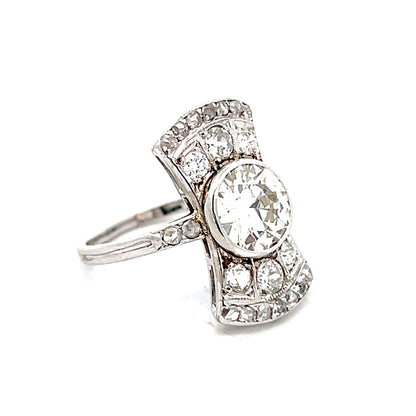 2.13 Antique Art Deco Diamond Cocktail Ring in 14k