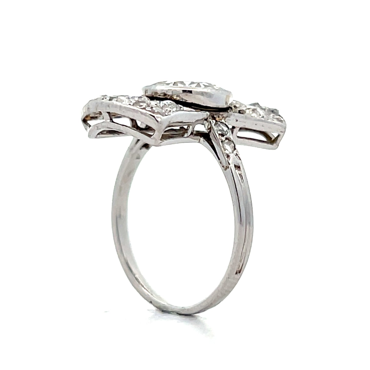 2.13 Antique Art Deco Diamond Cocktail Ring in 14k