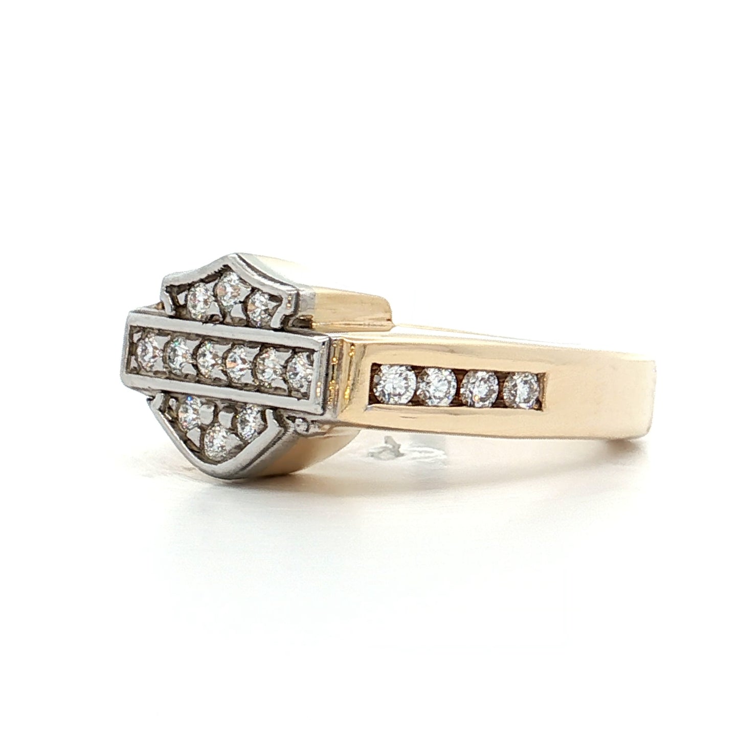.24 Diamond Harley Davidson Ring 14k Yellow Gold