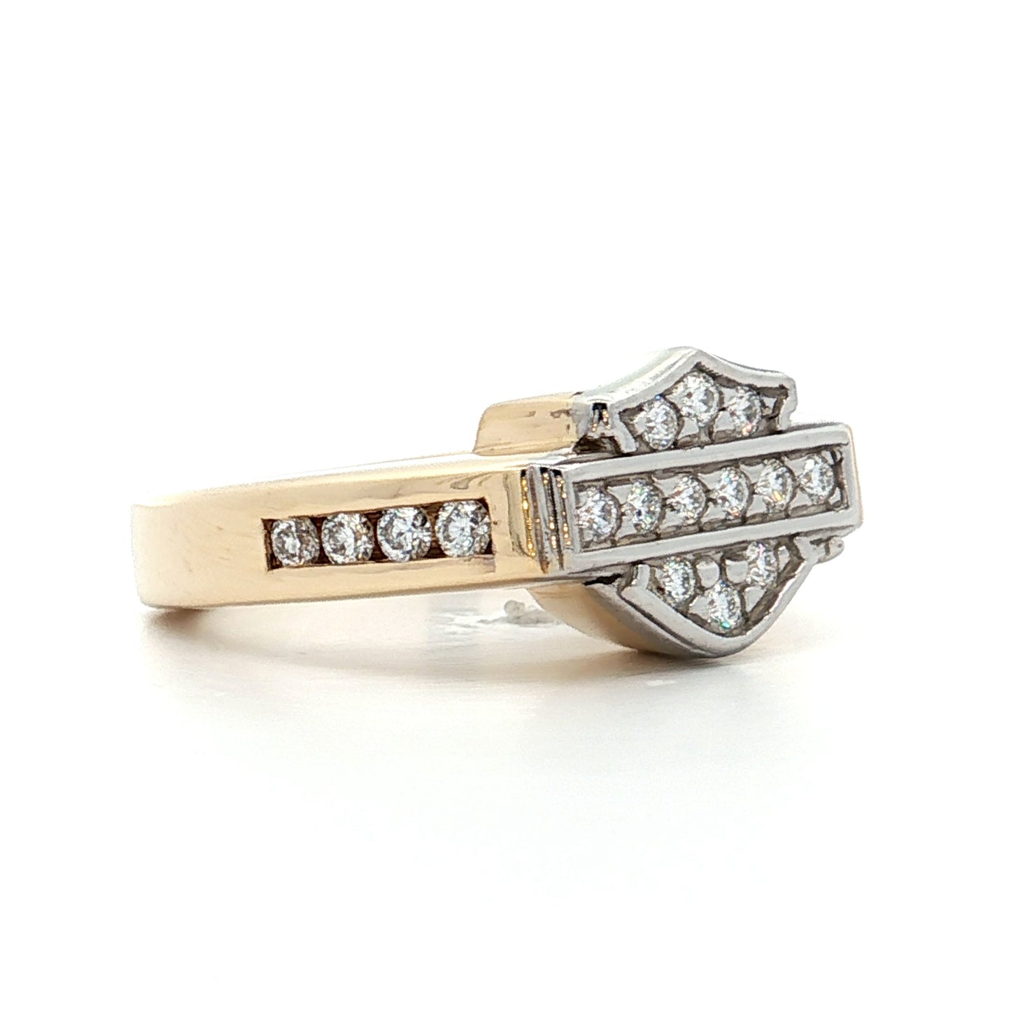 .24 Diamond Harley Davidson Ring 14k Yellow Gold