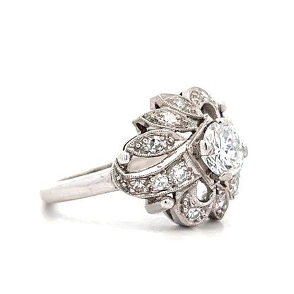 .70 Vintage Mid-Century Diamond Floral Cocktail Ring 14k