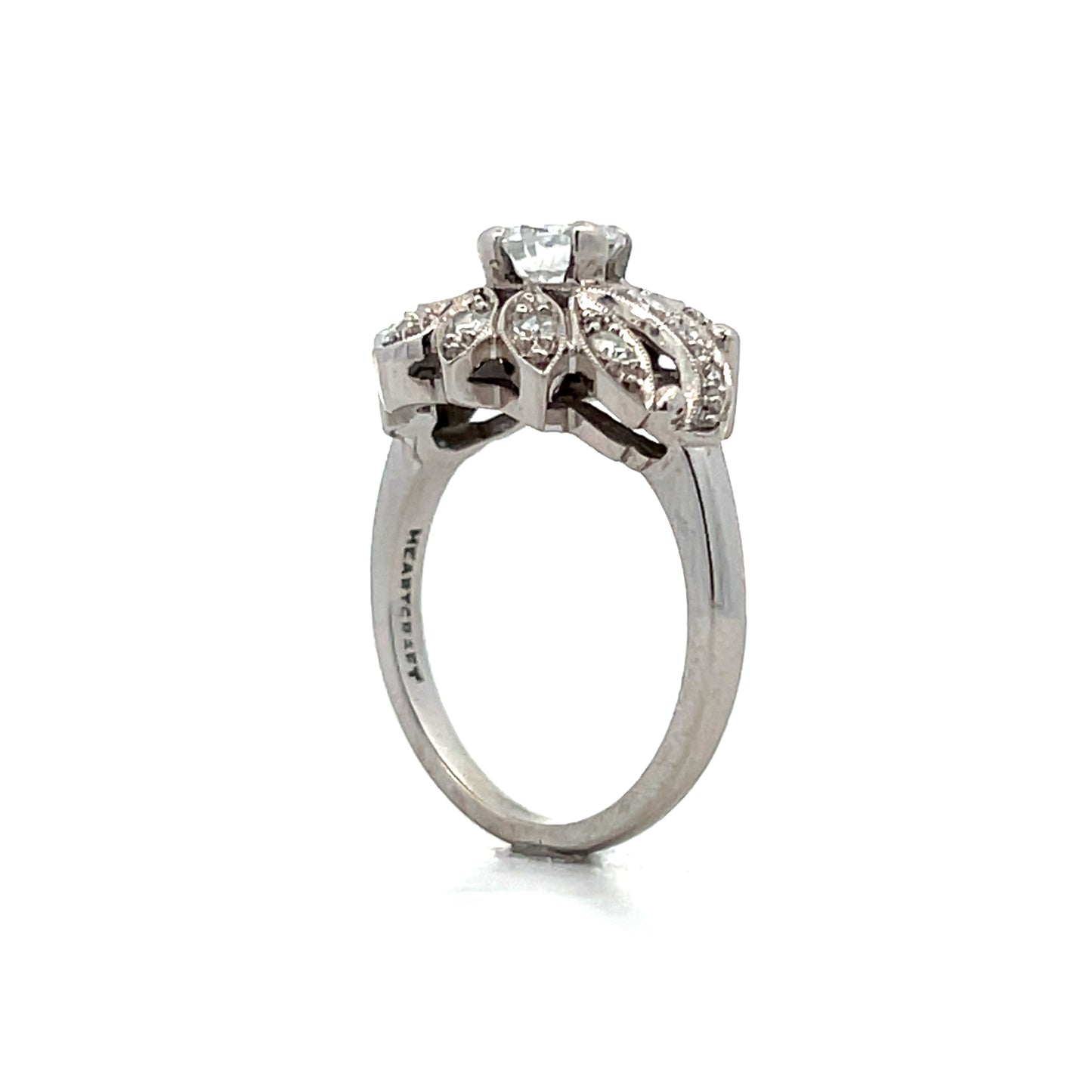 .70 Vintage Mid-Century Diamond Floral Cocktail Ring 14k